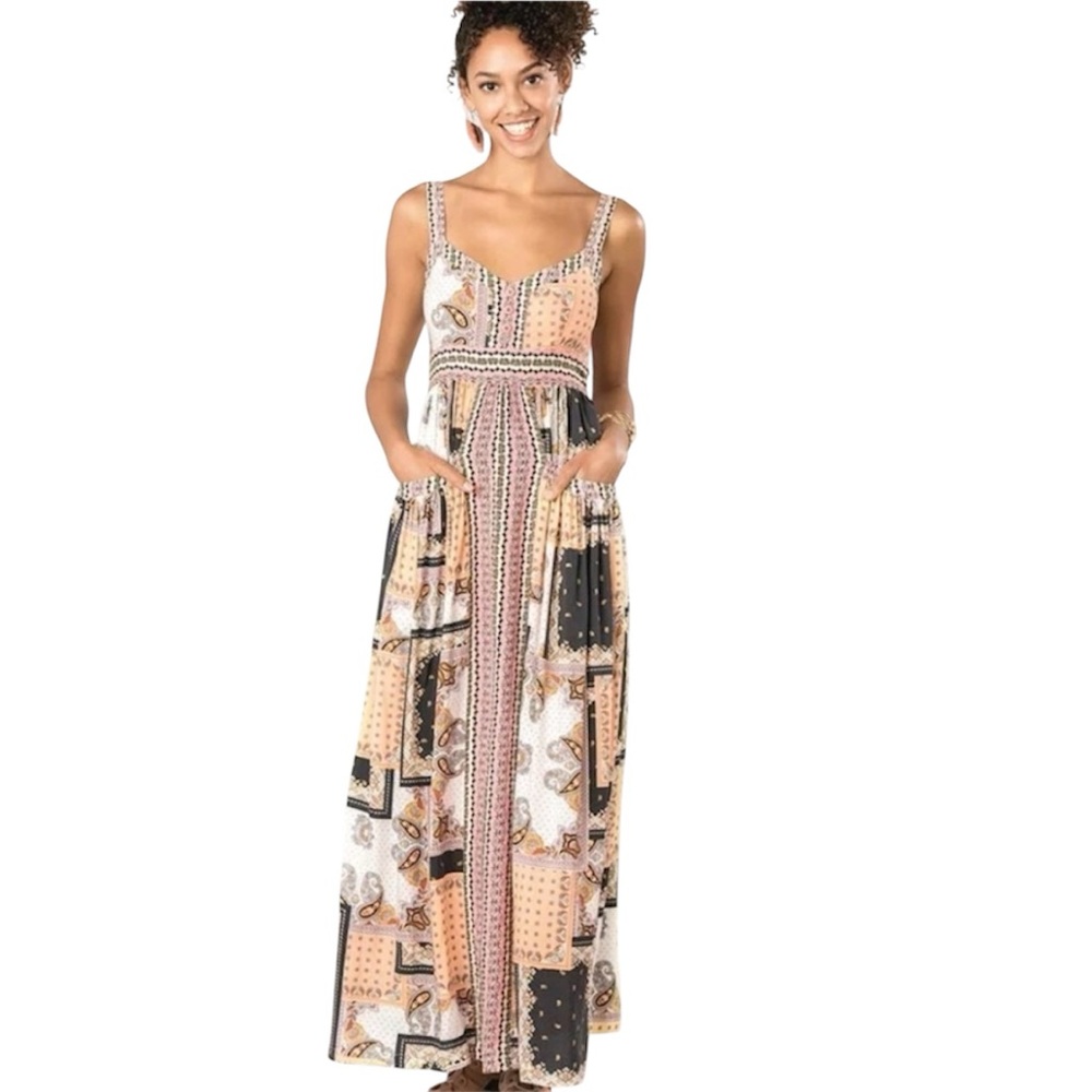 Matilda Jane Perfectly Paisley Maxi Dress Size Large Patchwork Floral